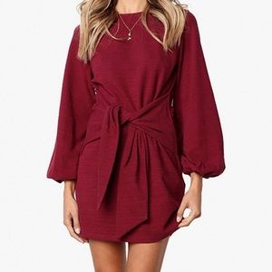 Women's Cotton Long Sleeve Tie Waist Sweater Dress - Size small - NWT